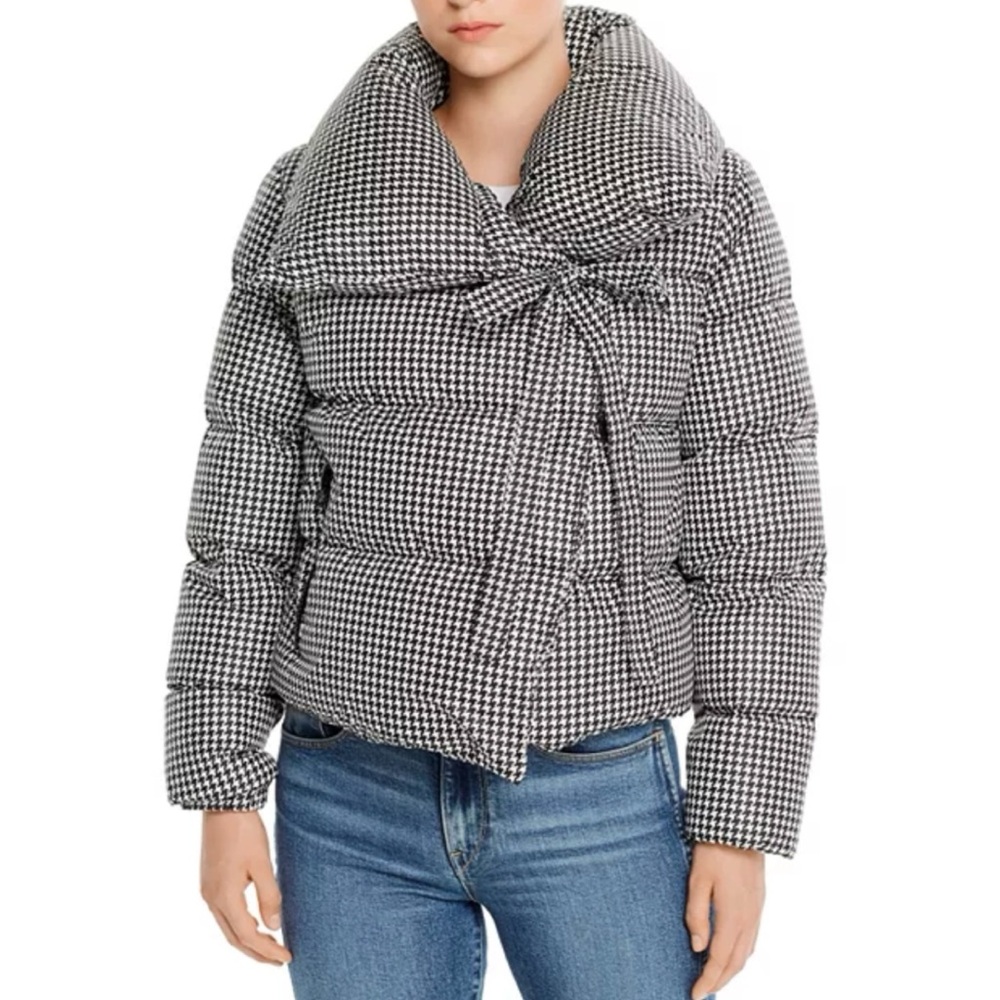 BACON • Black/White Houndstooth Short Down Puffer “Puffa” Jacket, XS